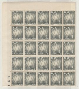 Greenland 1963/68 1 Ore Sheet of 100 (Folded) SG48 MNH J7438