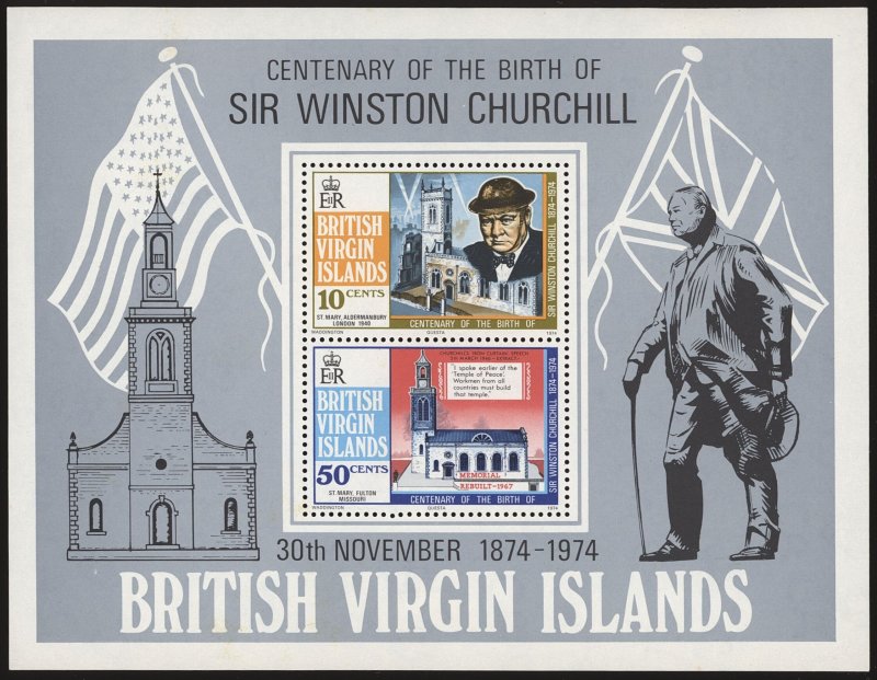 BRITISH VIRGIN ISLANDS Sc 279a VF/MH-1974 Sir Winston Churchill, S/S of 2