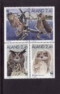 Aland-Sc#122-5-unused NH WWF set-Eagle Owls-Birds-1996-