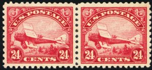 C6, Mint VF/XF LH Pair 24¢ Early Airmail Stamp CV $130.00 * Stuart Katz