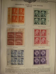 Scott 1030-1052 Liberty Series, 28 Plate blocks, .5c - $1 Hinged Beauties