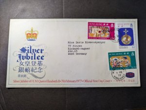 1977 British Hong Kong First Day Cover FDC Wong Chuk Hang to West Germany