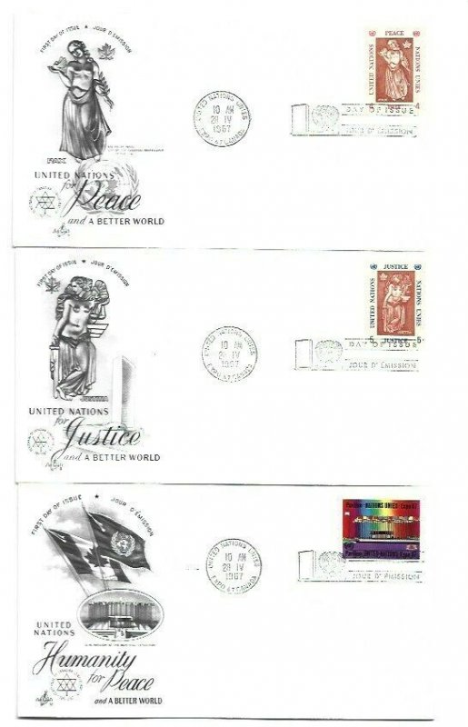 UN NY #170-74  4c 5c 8c 10c 15c EXPO '67 Montreal set of 5 ArtCraft FDCs