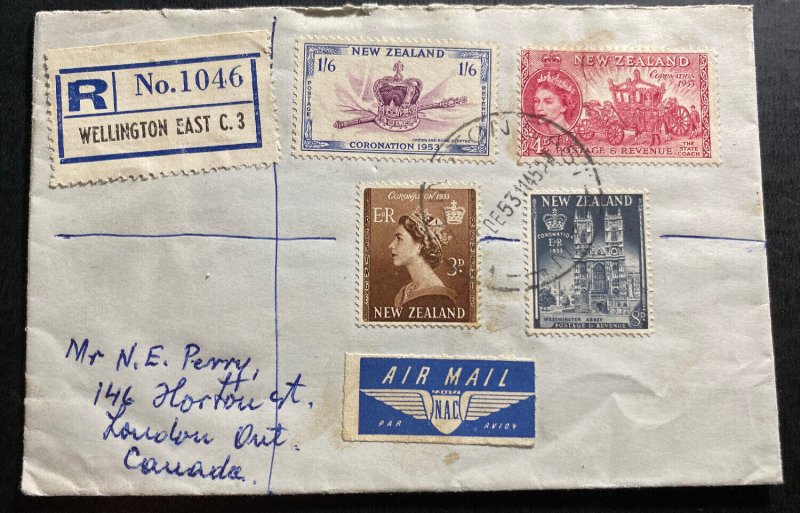 1953 Wellington New Zealand Airmail Cover To London Canada