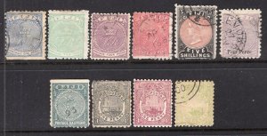 Fiji 1878-96 QV 10 Stamps Mint-Used Values to 5sh CV$210