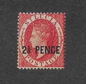 St Lucia Sc #17  2 1/2p overprint unused   NG VG