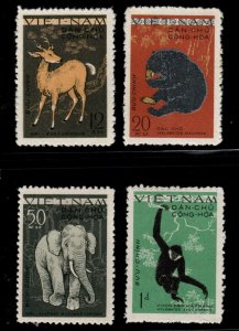 North Viet Nam Scott 148-151 perforate Wildlife set  NGAI typical rough perfs