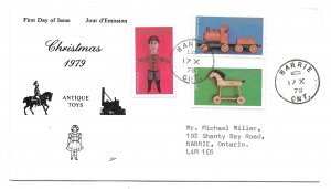 Canada Christmas 1979 Antique Toys Scott 839-841 First Day FDC, NR Covers Cachet