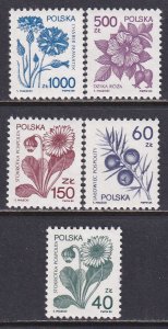 Poland 1989 Sc 2917-21 Plants Flowers Stamp MNH