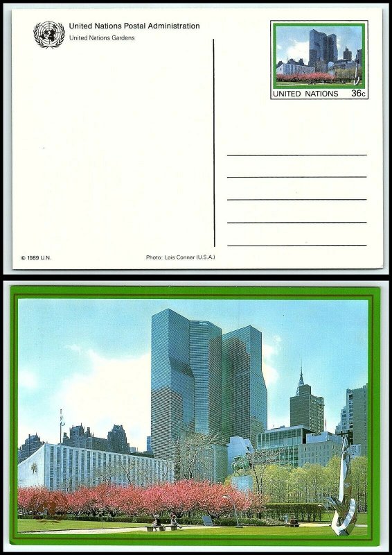 1989 UNITED NATIONS Postal Card - New York, Gardens, Unused T10 