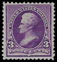 U.S. #221 Unused OG LH; 3c Jackson (1890)