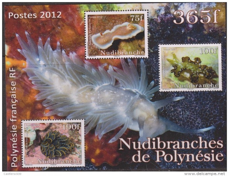 O) 2012 FRENCH POLYNESIA, NUDIBRANCH, SOUVENIR MNH