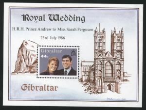 Gibraltar Scott 498 MNH**  1986 Royal Wedding sheet
