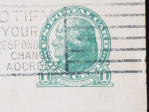 UX27. Jefferson, 1 cent, US Postal Cards.  Cancelled.VF cond.