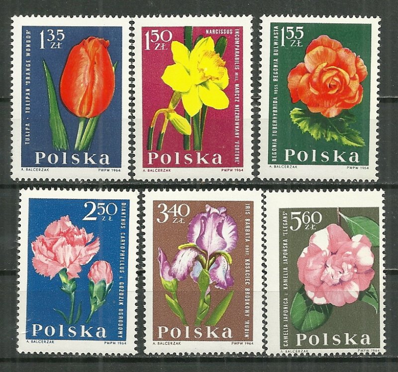 1964 Poland complete 1279-90 Garden Flowers set of 12 MNH SCV$5.85