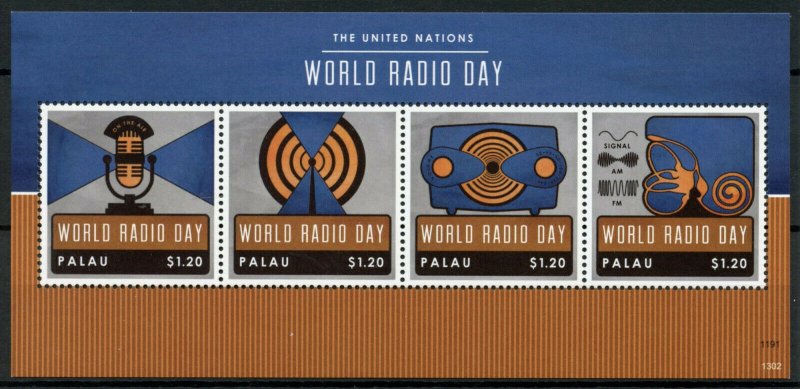 Palau Technology Stamps 2013 MNH UN United Nations World Radio Day 4v M/S 