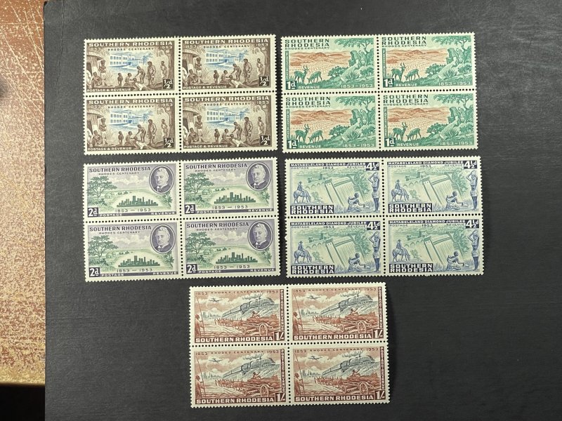 SOUTHERN RHODESIA # 74-78-MINT/NEVER HINGED--COMPLETE SET OF BLOCKS OF 4--1953