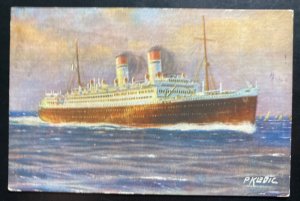 1933 Gibraltar Picture Postcard Cover to Budapest Hungary SS Giulio Cesare