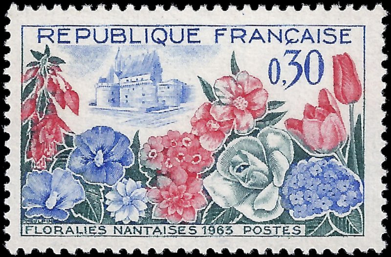 France 1963 Sc 1053 MNH Flower Exhibition, Nantes