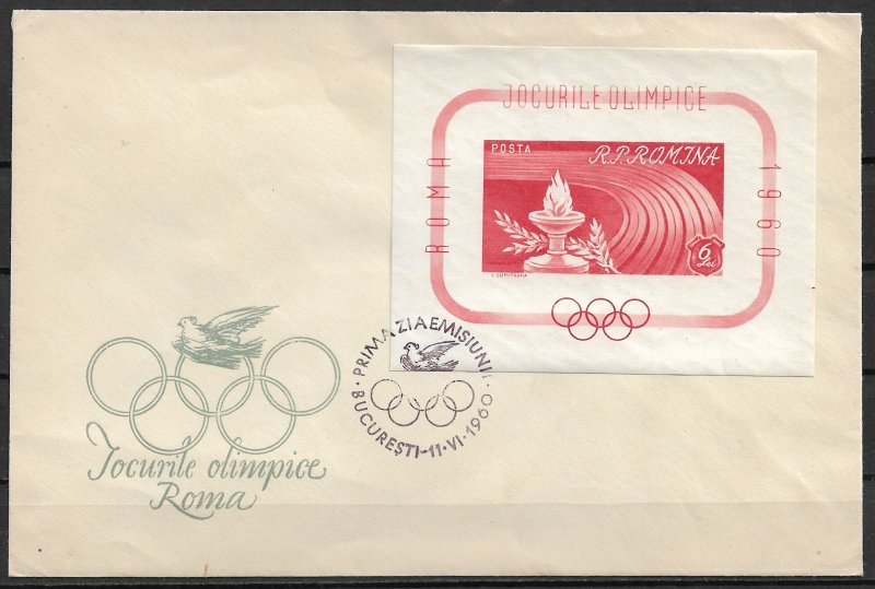 1960 Romania 1338 Olympic Games imperf FDC