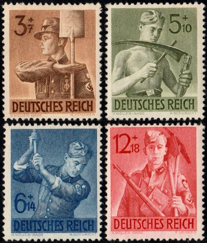 ✔️ GERMANY REICH 1943 - NAZI LABOUR SERVICES - Mi. 850/853 ** MNH OG [DR850]