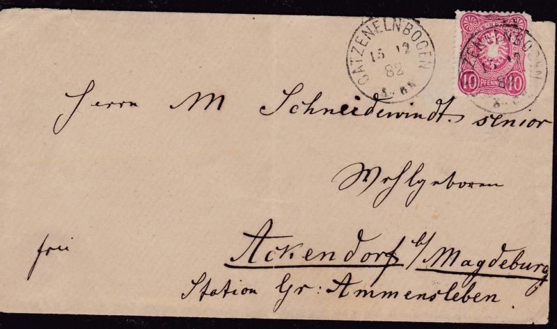 Germany 1882 Cover from Catzenelnbogen (2 strikes) to Althaldensleben VF