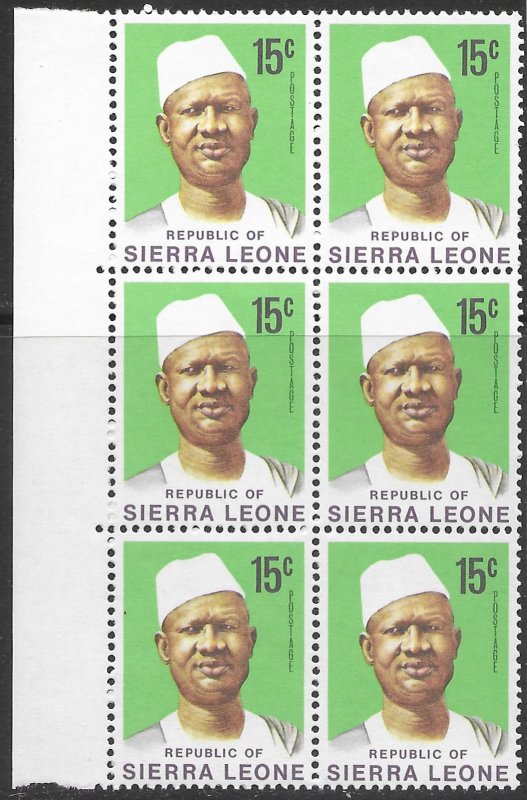 Sierra Leone #428 MNH Edge Block of 6.  1972