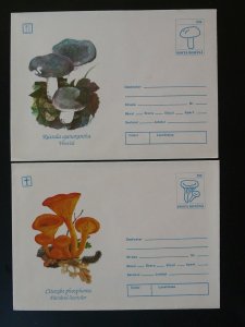 mushrooms x2 postal stationery Romania 1993