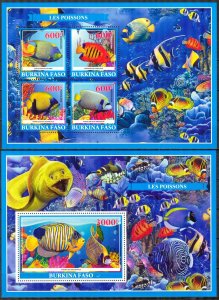 Burkina Faso 2019 Marine Life Fishes Sheet + S/S MNH