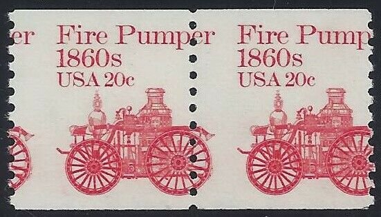 1908 - 20c Misperf Error / EFO Pair Fire Pumper Mint NH (Stk12)