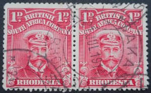 Rhodesia Admiral One Penny pair with a LUSAKAS (DC) postmark 