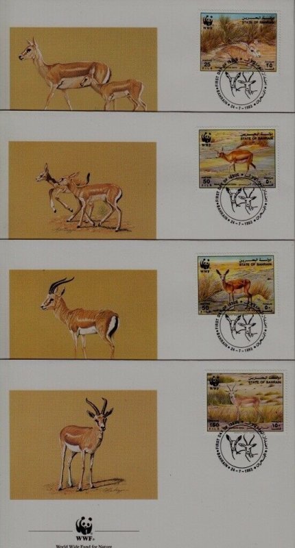 Bahrain 408-11 FDC WWF-93/Gazelle