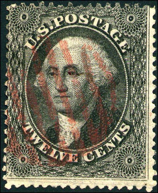 1857 USA George Washington Postage Stamp #36 Catalogue Value $300