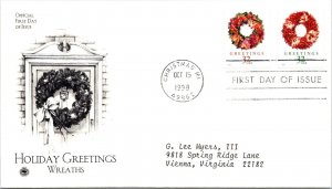 FDC 1998 SC #3245-3248 Postal Soc Commemorative - Christmas, MI - Pair - J2251