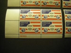 Scott C90, 31c Plane & Flag, PB4 #36981 x 4 Matched Set, MNH Airmail Beauties