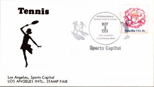 LOS ANGELES INTERNATIONAL STAMP FAIR SPORTS TOPICAL CACHET EVENT COVER TENNIS 81