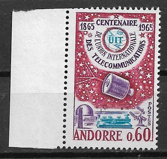 1965 French Andorra 167 International Telecommunication Union Centennial MNH