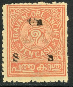 INDIA IFS TRAVANCORE 1930-34 10ca Rose CONCH SHELL OFFICIAL Scott No. O23 MNGAI