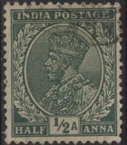 India 107 (used) ½a George V, green (1926)