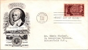 FDC 1948 SC #955 Smartcraft Cachet - Natchez, Miss - Single - F71398