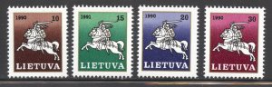 Lithuania Scott 379-82 MNHOG - 1991 White Knight Issue -SCV $1.20