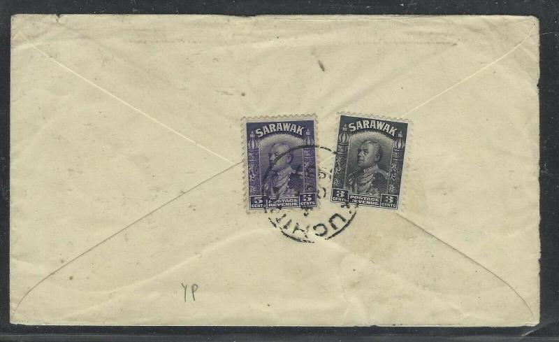 SARAWAK COVER (P0804B) BROOKE 3C+5C 1937 KUCHING TO USA