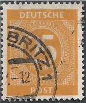 Germany 546 (used) 25pf numeral, orange yellow (1946)