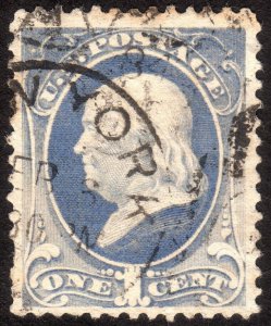 1881, US 1c, Franklin, Used, Sc 206