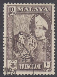 Malaya Trengganu Scott 80 - SG94, 1957 Sultan 10c Brown used