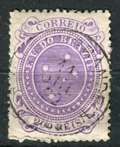 BRAZIL; 1890 early Southern Cross issue fine used 200r. value