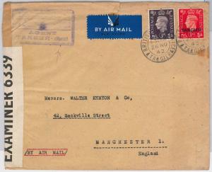 BRITISH TANGIER  Morocco -  POSTAL HISTORY - MIXED FRANKING on COVER 1942 Censor