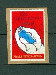 Sweden.Poster Stamp On Paper.Red.Salvation Army. Bird in Hand. A Helping Hand