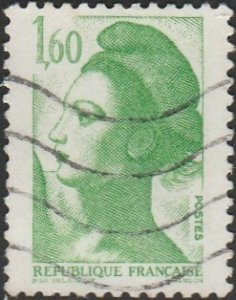France #1796 1982 1.60F Green Liberty (Delacroix)USED-Fine-NH.