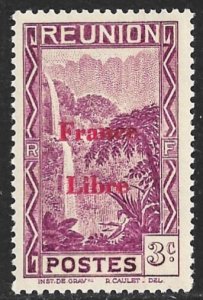 REUNION 1943 3c FRANCE LIBRE Overprinted Pictorial Sc 183 MNH